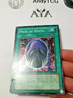 MASK OF DISPEL - SUPER RARE DMG LON-017 - YUGIOH * DAMAGED* - Image 2