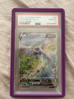 Pokemon TCG Aerodactyl V Alt Art, SWSH 11 Lost Origin Psa 10 Gem Mint - Image 1