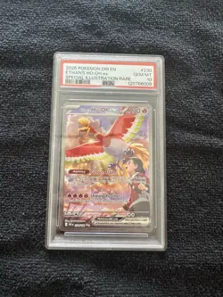 2025 POKEMON DRI EN-DESTINED RIVALS SIR #230 ETHAN'S HO-OH EX PSA 10 - Image 1