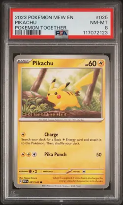 2023 POKEMON MEW EN-151 POKEMON TOGETHER #025 PIKACHU PSA 8 - Image 1
