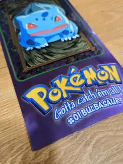 1999 Topps Pokemon TV Tin Topper Jumbo #3 of 5 #01 Bulbasaur Series 1 TCG Foil - Image 3