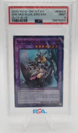 Yugioh PSA 9 MINT Dark Magician Girl the Dragon Knight (Blue) DLCS-EN006 1st Ed. - Image 1