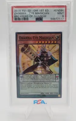 YuGiOh DHARMA-EYE MAGICIAN #BOSH-EN096 SUPER RARE��PSA 9 MT��1st EDITION-2016 - Image 1