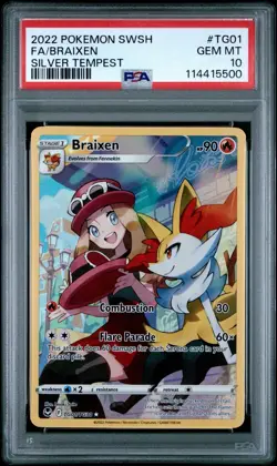 2022 POKEMON SWORD & SHIELD SILVER TEMPEST #TG01 FULL ART/BRAIXEN PSA 10 - Image 1