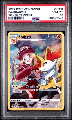 2022 POKEMON SWORD & SHIELD SILVER TEMPEST #TG01 FULL ART/BRAIXEN PSA 10 - Image 1