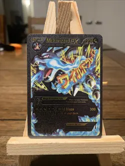 Pokemon Mega Mcharizard EX Black Foil Holo Textured Fan Art Card - Image 1