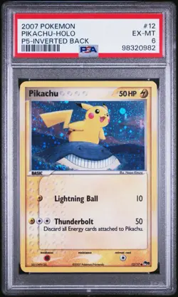 Pokemon Card - Pikachu - 12/17 - POP Series 5 - 2007 - Inverted Back - PSA 6 - Image 1