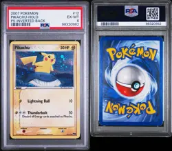 Pokemon Card - Pikachu - 12/17 - POP Series 5 - 2007 - Inverted Back - PSA 6 - Image 3