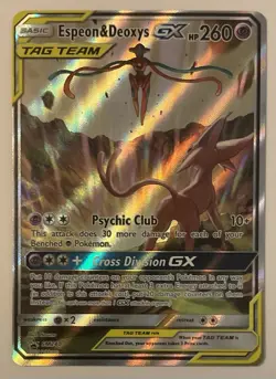 Espeon & Deoxys GX SM240 Sm Holo Black Star Promo Pokemon TCG Card 2020 Tag Team - Image 1