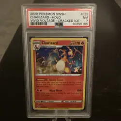 2020 POKEMON SWORD & SHIELD VIVID VOLTAGE CRACKED ICE #025 CHARIZARD-HOLO PSA 7 - Image 1