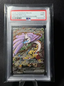 2025 POKEMON PRE EN-PRISMATIC EVOLUTIONS ILLUSTRATION RARE RAGING BOLT EX PSA 9 - Image 1
