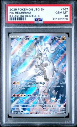 2025 POKEMON JTG EN-JOURNEY TOGETHER ILLUSTRATION RARE #167 N'S RESHIRAM PSA 10 - Image 1