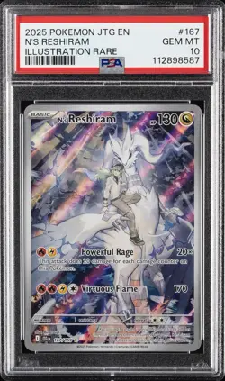 2025 POKEMON JTG EN-JOURNEY TOGETHER ILLUSTRATION RARE #167 N'S RESHIRAM PSA 10 - Image 1
