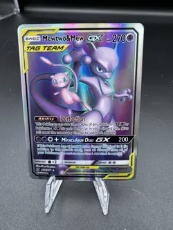 Mewtwo & Mew GX - 222/236 - Pokemon Unified Minds Sun & Moon Full Art Card NM - Image 1