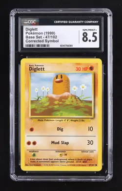 Diglett 1999 Pokemon Base Unlimited #47 COR (CGC 8.5) - Image 1