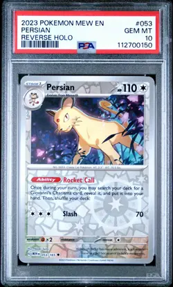 PSA 10 - 2023 POKEMON MEW EN-151 053 PERSIAN | REVERSE HOLO | POP 14 - Image 1