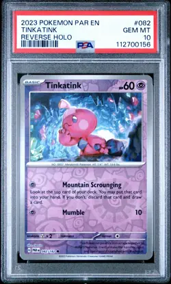 PSA 10 - 2023 POKEMON PARADOX RIFT 082 Thinking TINKATINK | REVERSE HOLO | POP 1 - Image 1