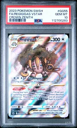 PSA 10 - 2023 POKEMON SWORD AND SHIELD CROWN ZENITH GG55 FA/REGIGIGAS VSTAR - Image 1