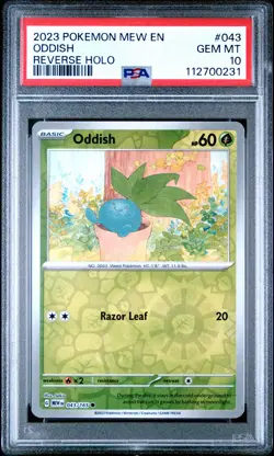 PSA 10 - 2023 POKEMON MEW EN-151 043 ODDISH | REVERSE HOLO | POP 9 - Image 1