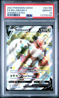 PSA 10 - 2021 POKEMON SWORD & SHIELD SHINING FATES SV105 SHINY RILLABOOM V - Image 1