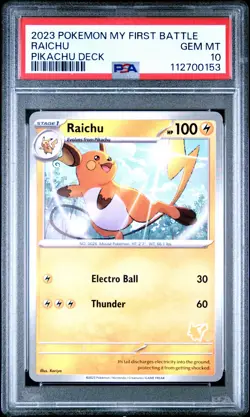 PSA 10 - 2023 POKEMON MY FIRST BATTLE-PIKACHU DECK RAICHU | POP 11 - Image 1