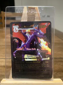 Charizard GX | Black Metal Gold Foil Fan Art Display Card - Image 1