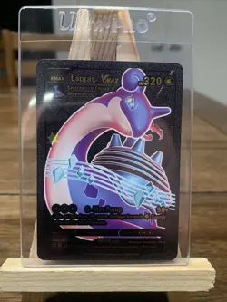 Lapras Vmax Gold STAR Foil Black Metal TCG Pokemon Card Fan Art 320HP - Image 1