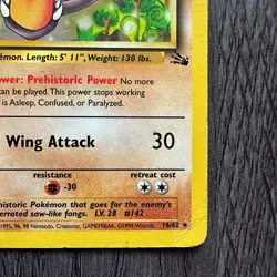 Aerodactyl 16/62 Fossil Unlimited Rare HP Regular Pokemon Card Vintage WOTC - Image 5