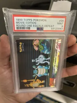 PSA 9 Topps Pokemon Round One Equals Defeat #26 First Movie 1999 - Blue Logo - Image 3