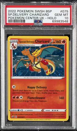 2022 POKEMON SWSH BLACK STAR PROMO #075 SPECIAL DELIVERY CHARIZARD-HOLO PSA 10 - Image 1