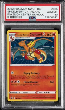 2022 POKEMON SWSH BLACK STAR PROMO #075 SPECIAL DELIVERY CHARIZARD-HOLO PSA 10 - Image 1
