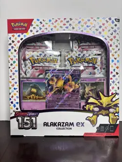 Pokemon TCG Scarlet and Violet - 151 Alakazam ex Collection Box - 4 Packs 820650855269 - Image 1