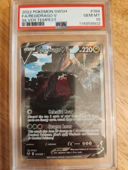2022 POKEMON SWORD & SHIELD SILVER TEMPEST 184 REGIDRAGO V PSA 10 - Image 1