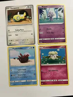 Pokemon Crochet Cards Asako Ito Art Espurr-Cottonee-Pyukumuku-Dunsparce - Image 1