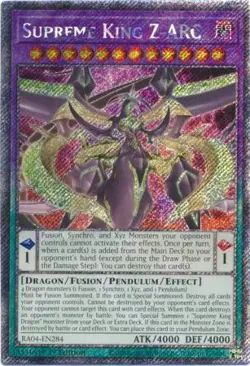 Yugioh! Supreme King Z-ARC - RA04-EN284 - Platinum Secret Rare - 1st Edition Nea - Image 1