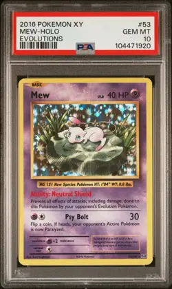 Pokemon Mew 53/108 Holo Rare XY Evolutions PSA 10 GEM MINT - Image 1