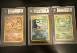 1999 Pokemon Base Set Charizard, Blastoise, Venusaur Unlimited Card Beckett 9 - Image 2