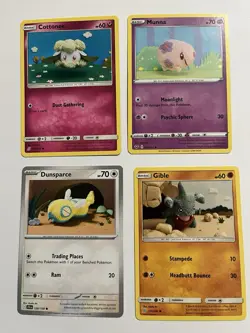 Pokemon Crochet Cards Asako Ito Art Gible-Munna-Cottonee-Dunsparce - Image 1
