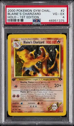 2000 POKEMON GYM CHALLENGE HOLO-1ST ED #2 BLAINE'S CHARIZARD PSA 4 - Image 1