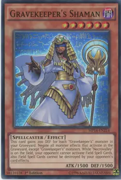 Yugioh Gravekeeper's Shaman MP14-EN214 Super Rare 1st Edition NM - Image 1