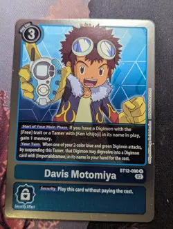 Davis Motomiya BT12-090 R Digimon Card Game Across Time - Image 1