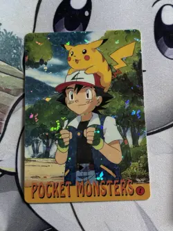 Pokemon Ash & Pikachu Pocket Monsters Nintendo Vending Prism Holo Sticker - Image 1