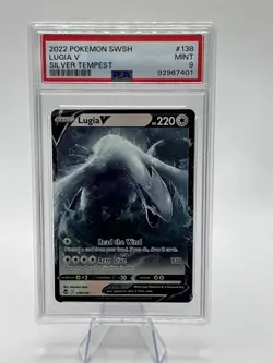 2022 Pokemon SWSH Lugia V Silver Tempest #136 PSA 9 Graded - Image 1