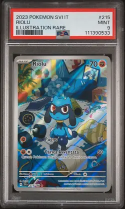 pokemon riolu 215/198 svi it psa 9 ita scarlatto e violetto rara illustrazione - Image 1