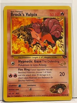 Brock's Vulpix Gold W Stamp Promo Pokemon Card Gym Challenge 37/132 2000 tcg NM - Image 1