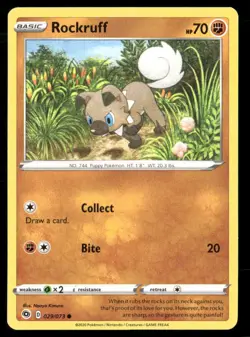 2020 Champion's Path Set Pokemon Card 29 Rockruff NM - Image 1