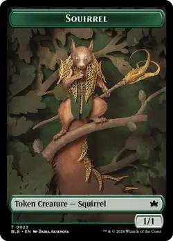 Squirrel // Food Double-Sided Token 23 // 27 MTG Bloomburrow Token NP - Image 1