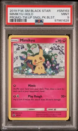 Pokemon SM Black Star Promo Card SM163 Mimikyu-Holo PSA 9 GALAXY SWIRL - Image 1