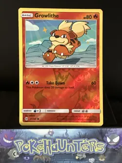 Pokemon Card Growlithe 21/149 Reverse Holo Rare Sun And Moon Played - Image 1