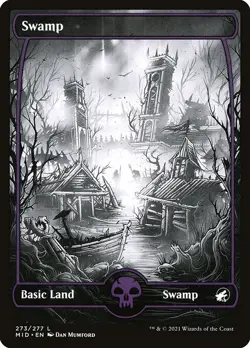 Lot of 20x Swamp #273 - MID Midnight Hunt - MTG Magic FULL ART Land NM - Image 1